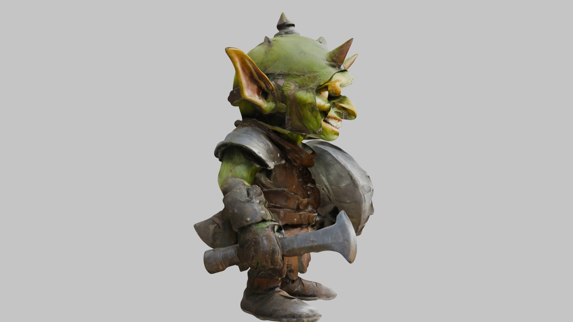 Battle Ready Green Armored Goblin Character Low-poly 3D model_11