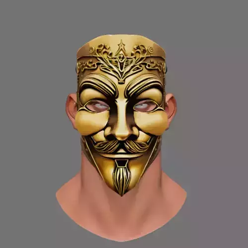 Ornate Gold Guy Fawkes Mask