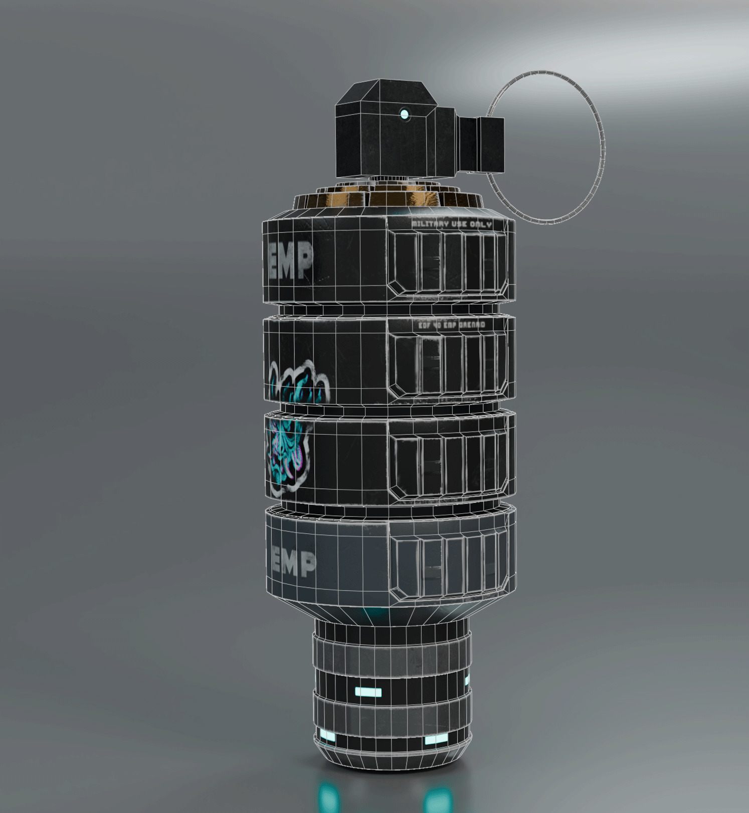 Hand Grenade EMP Model 3D Low-poly 3D model_8