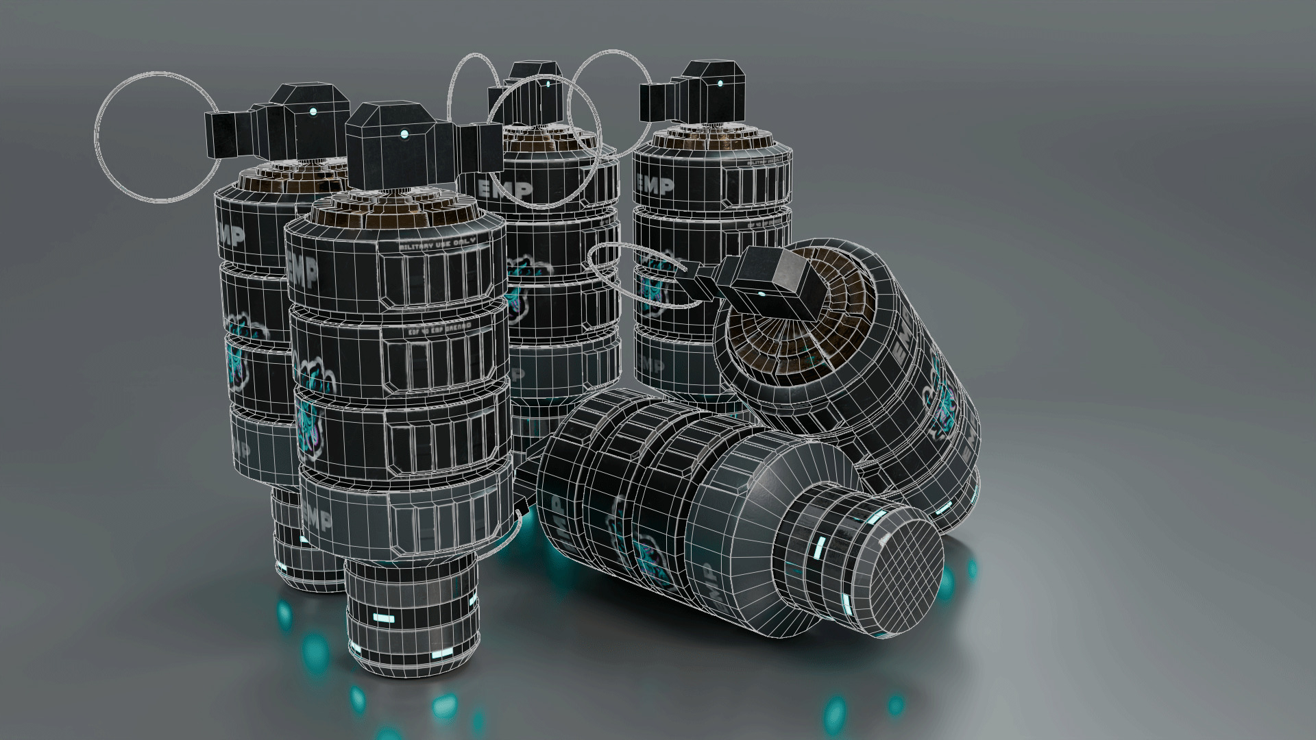 Hand Grenade EMP Model 3D Low-poly 3D model_7