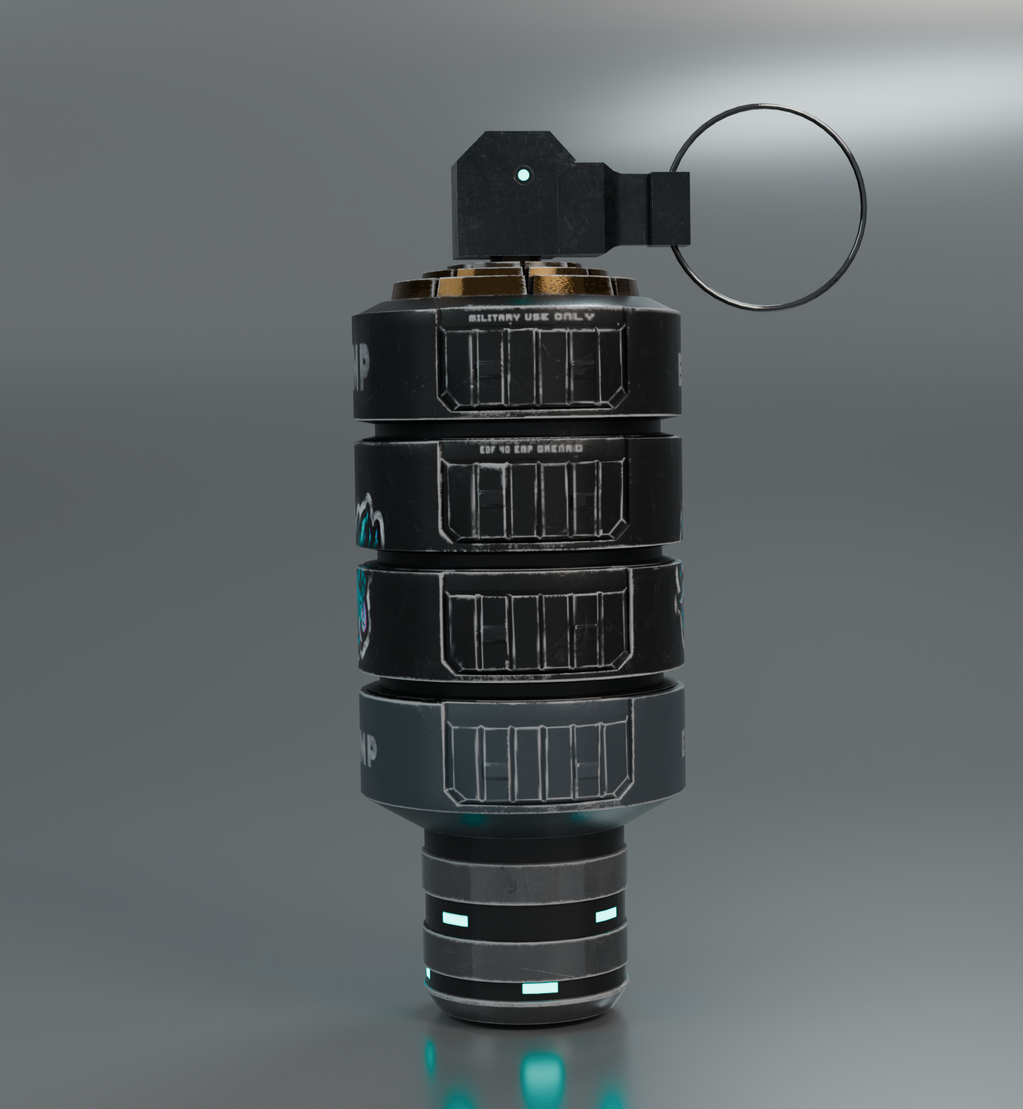 Hand Grenade EMP Model 3D Low-poly 3D model_3