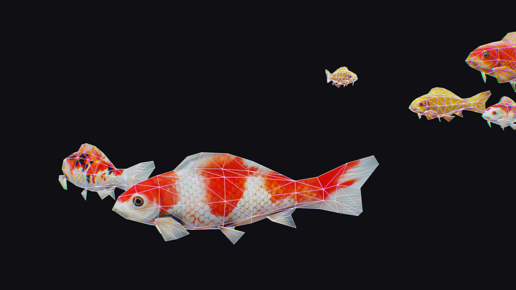 Carp Koi Flock Realistic Fish River Animal Animated Lowpoly Low-poly 3D model_15