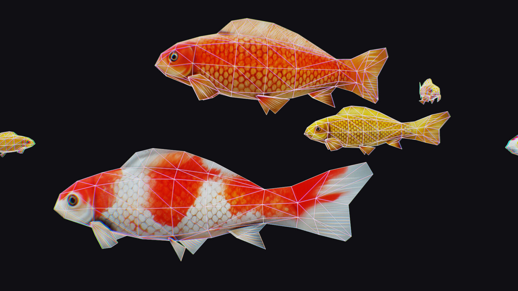 Carp Koi Flock Realistic Fish River Animal Animated Lowpoly Low-poly 3D model_13