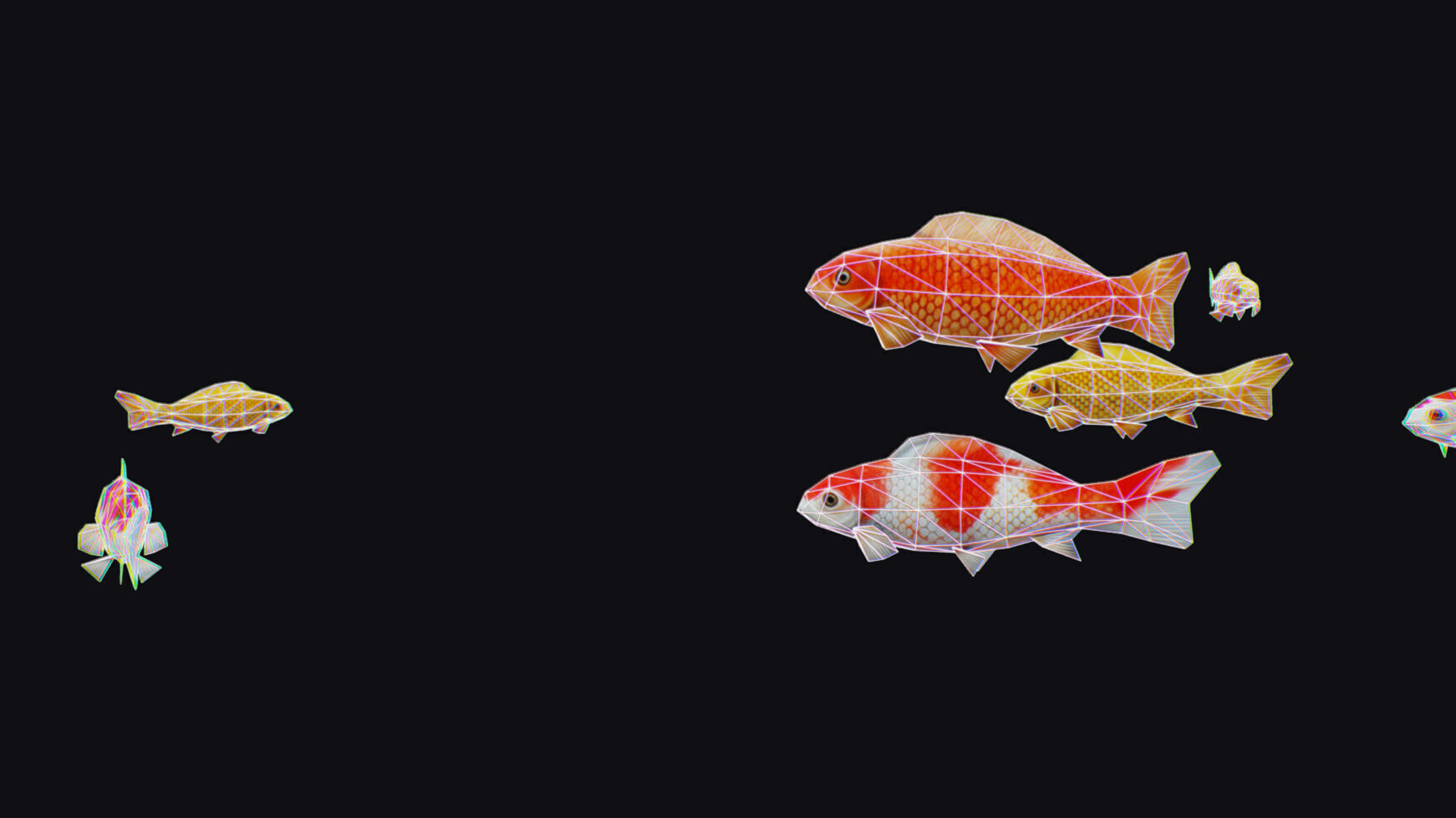 Carp Koi Flock Realistic Fish River Animal Animated Lowpoly Low-poly 3D model_14