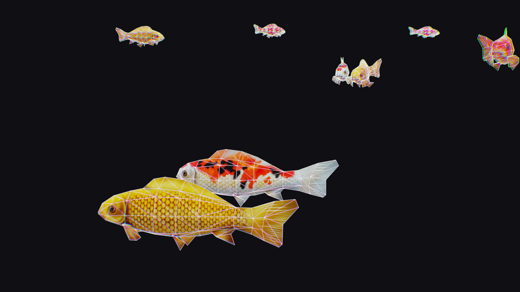 Carp Koi Flock Realistic Fish River Animal Animated Lowpoly Low-poly 3D model_17