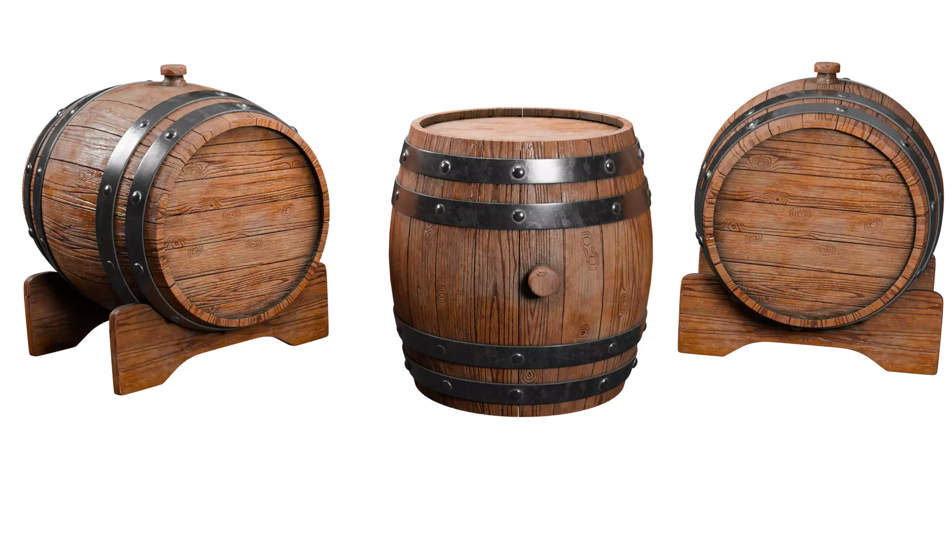 Wooden Barrel Low-poly 3D model Low-poly 3D model