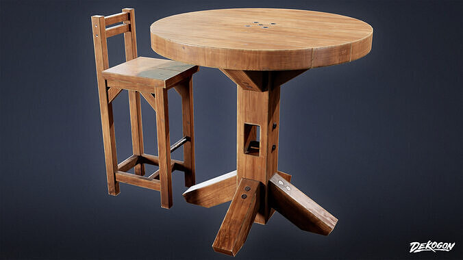 DIVE BAR - Stool Table 01 - LOW POLY Low-poly 3D model