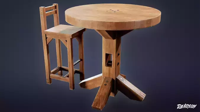 DIVE BAR - Stool Table 01 - LOW POLY