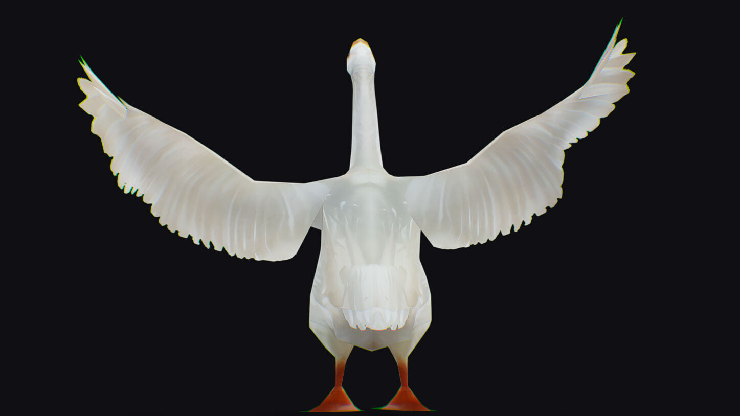Goose Domestic Farm Animated Lowpoly Bird Animal Low-poly 3D model_9