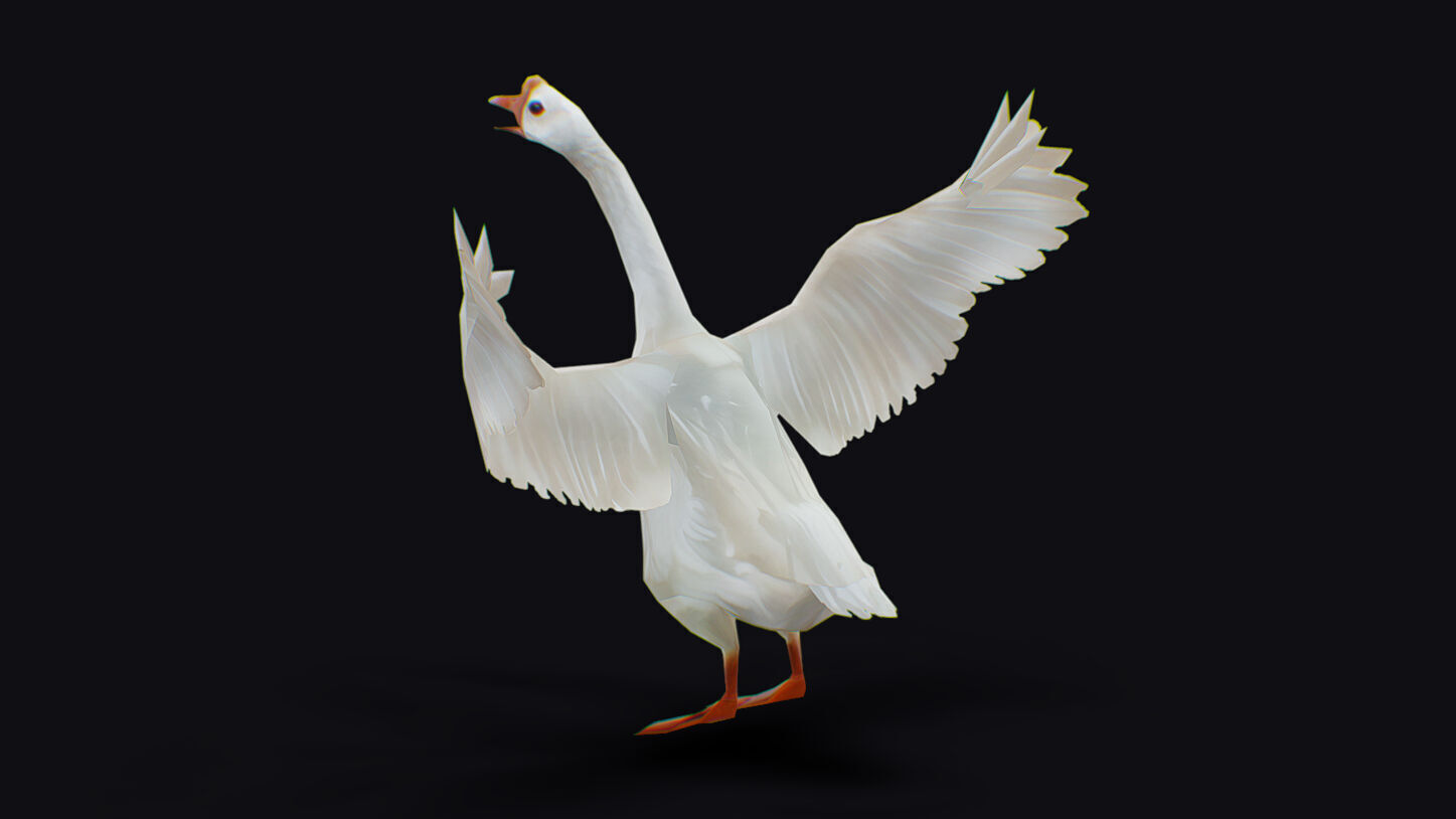 Goose Domestic Farm Animated Lowpoly Bird Animal Low-poly 3D model_7