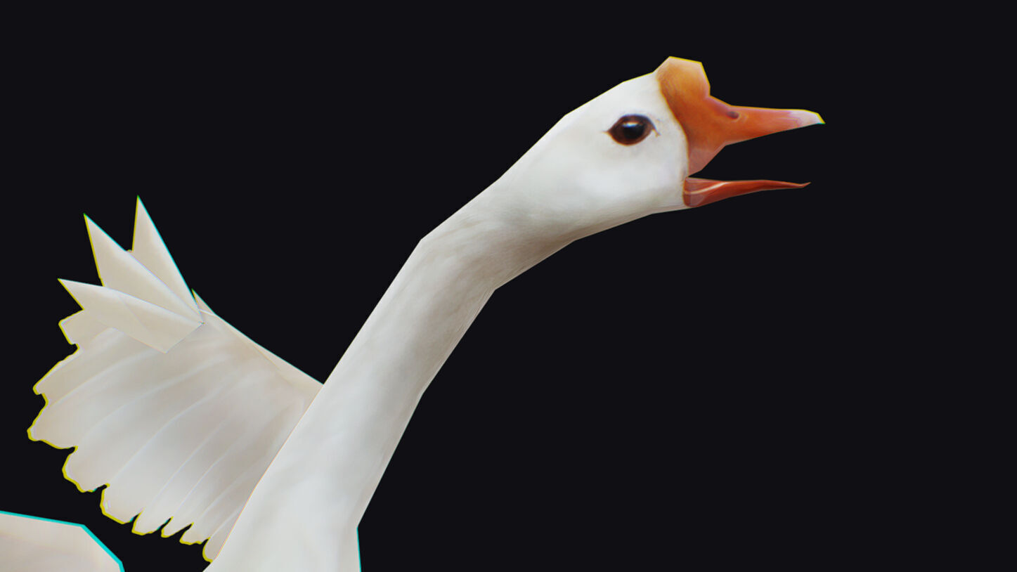 Goose Domestic Farm Animated Lowpoly Bird Animal Low-poly 3D model_12