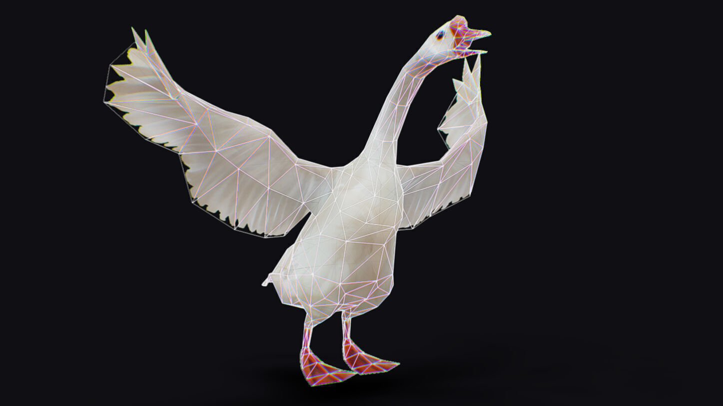 Goose Domestic Farm Animated Lowpoly Bird Animal Low-poly 3D model_15