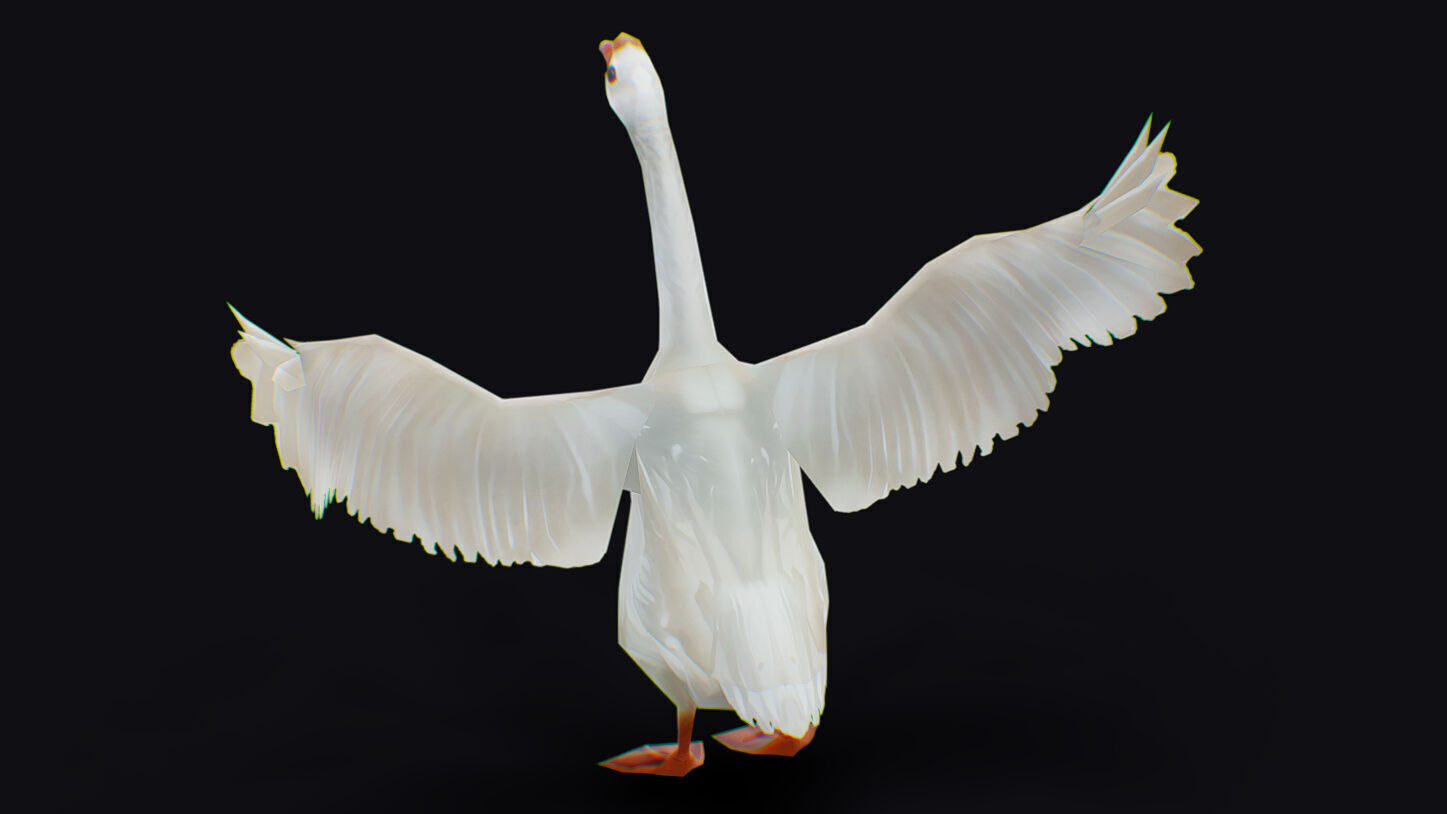 Goose Domestic Farm Animated Lowpoly Bird Animal Low-poly 3D model_8