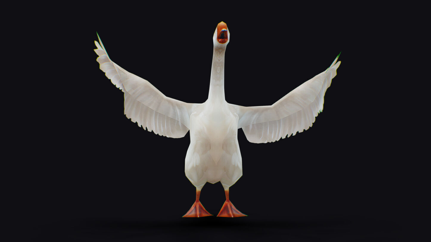 Goose Domestic Farm Animated Lowpoly Bird Animal Low-poly 3D model_3