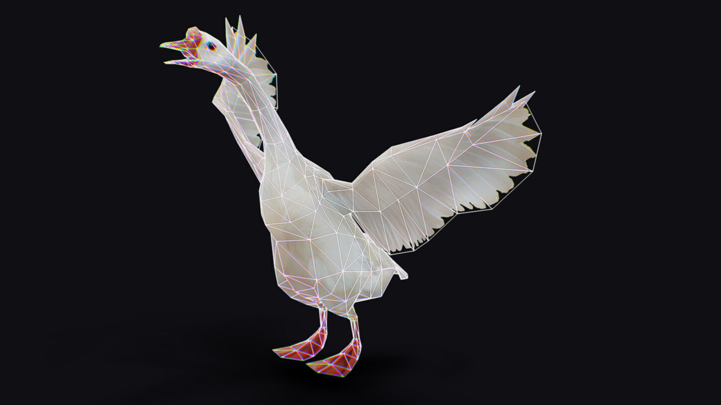 Goose Domestic Farm Animated Lowpoly Bird Animal Low-poly 3D model_17