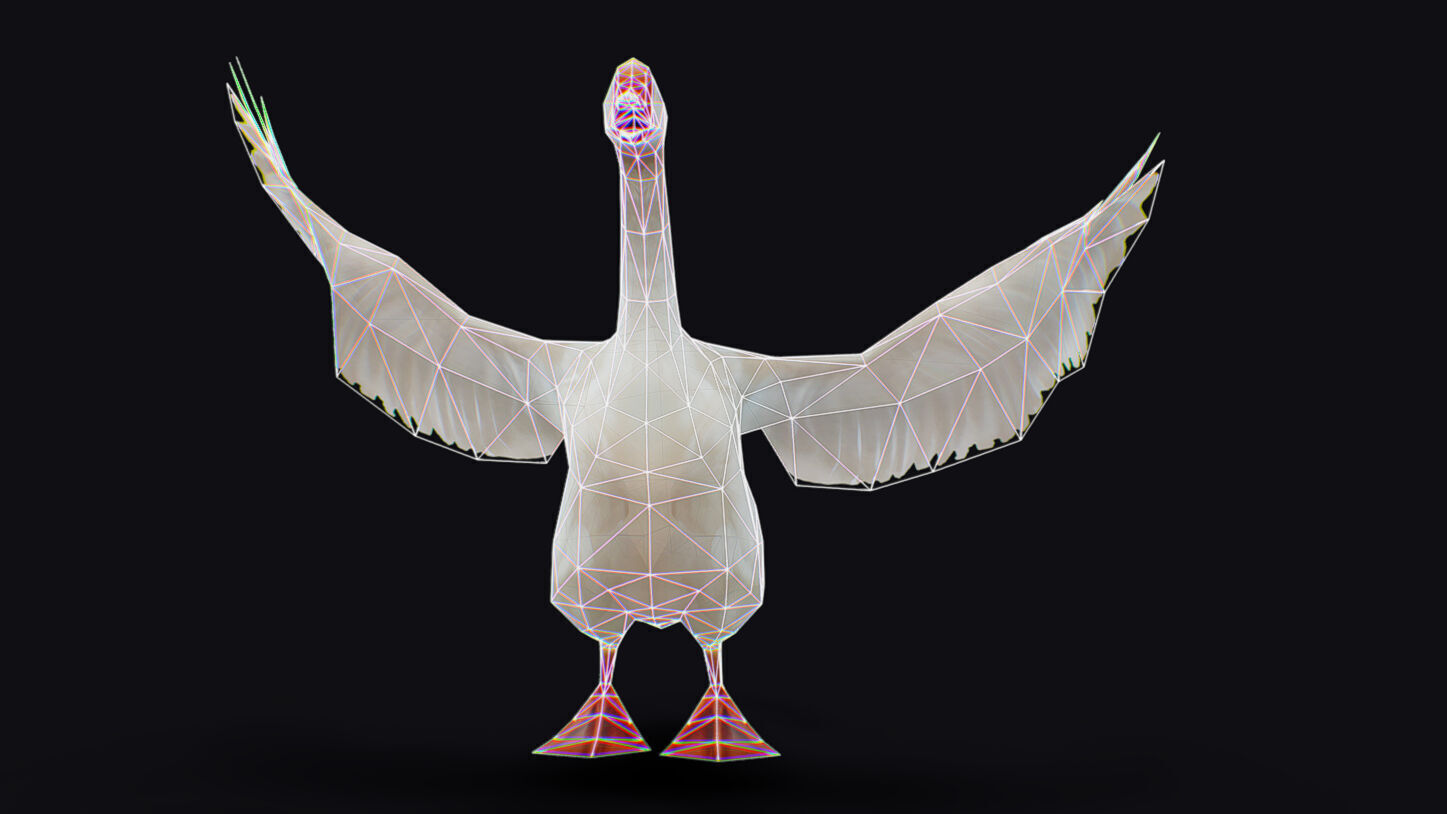 Goose Domestic Farm Animated Lowpoly Bird Animal Low-poly 3D model_16