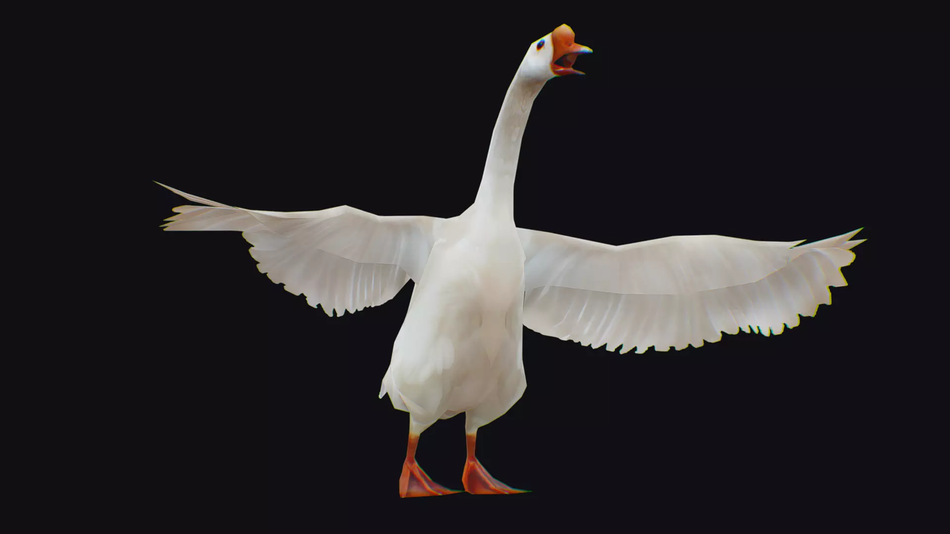 Goose Domestic Farm Animated Lowpoly Bird Animal Low-poly 3D model_0