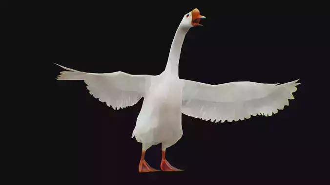 Goose Domestic Farm Animated Lowpoly Bird Animal Low-poly 3D model