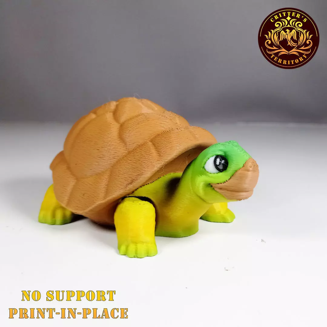 Flexi Tortoise No support Print in Place Articulate 3D print model_0