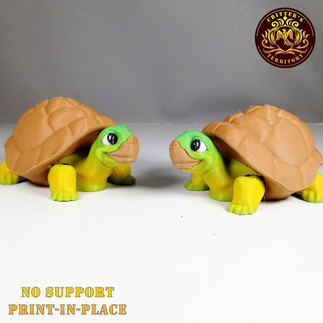 Flexi Tortoise No support Print in Place Articulate 3D print model_7