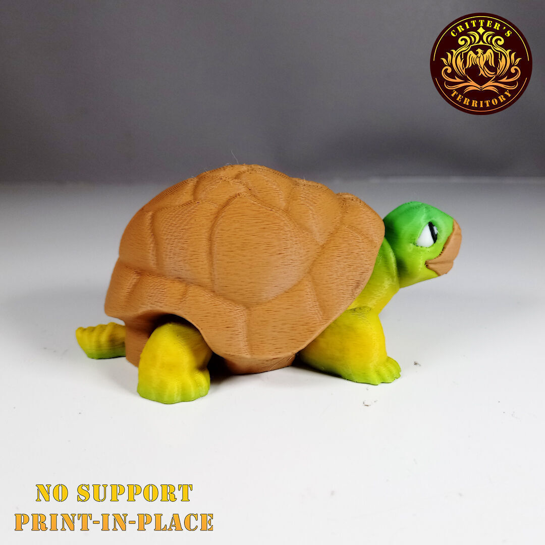 Flexi Tortoise No support Print in Place Articulate 3D print model_10