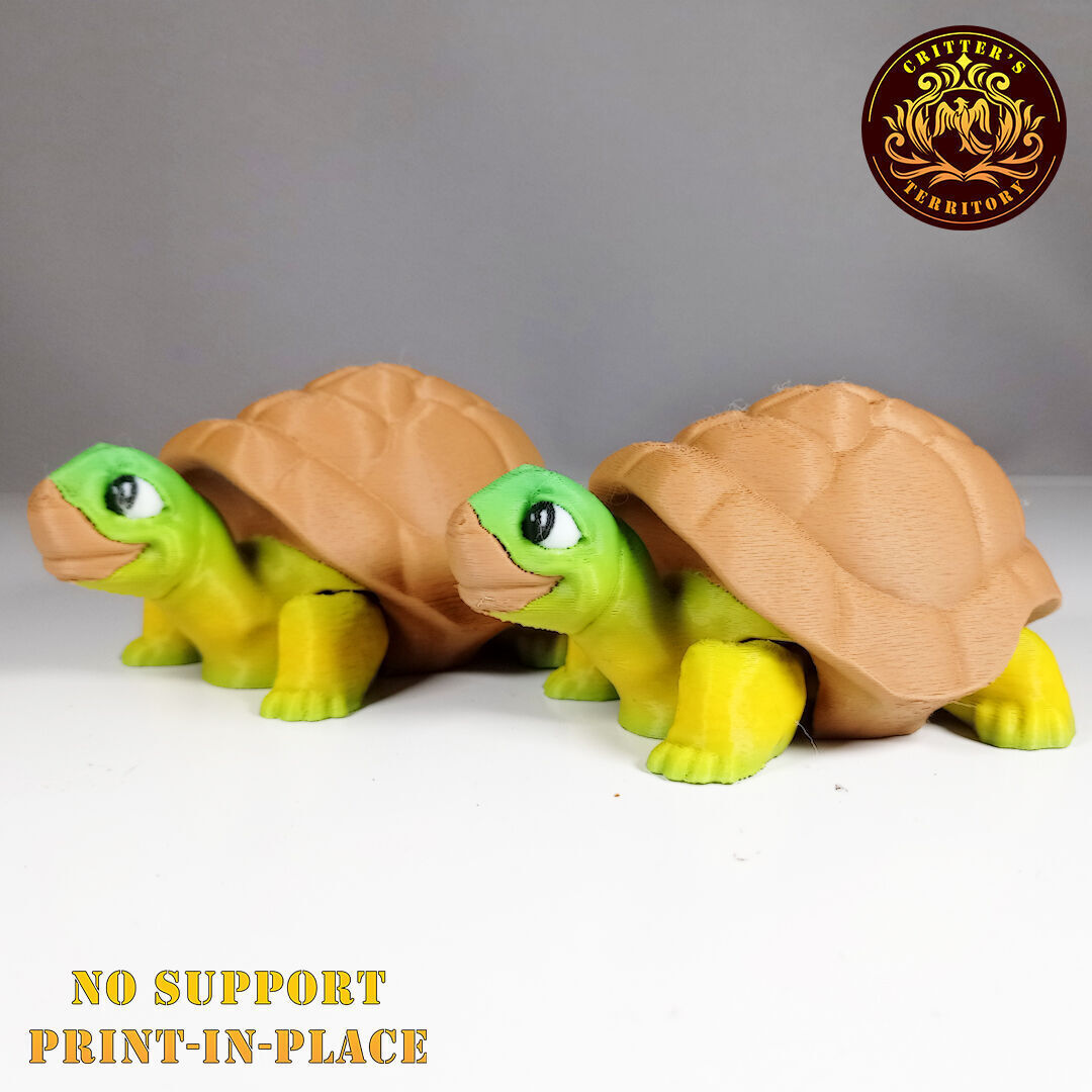 Flexi Tortoise No support Print in Place Articulate 3D print model_4