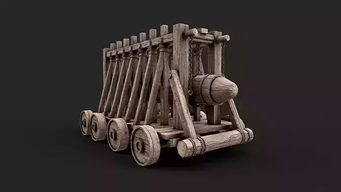 Medieval Siege Wooden Battering Ram 1 Low-poly 3D model