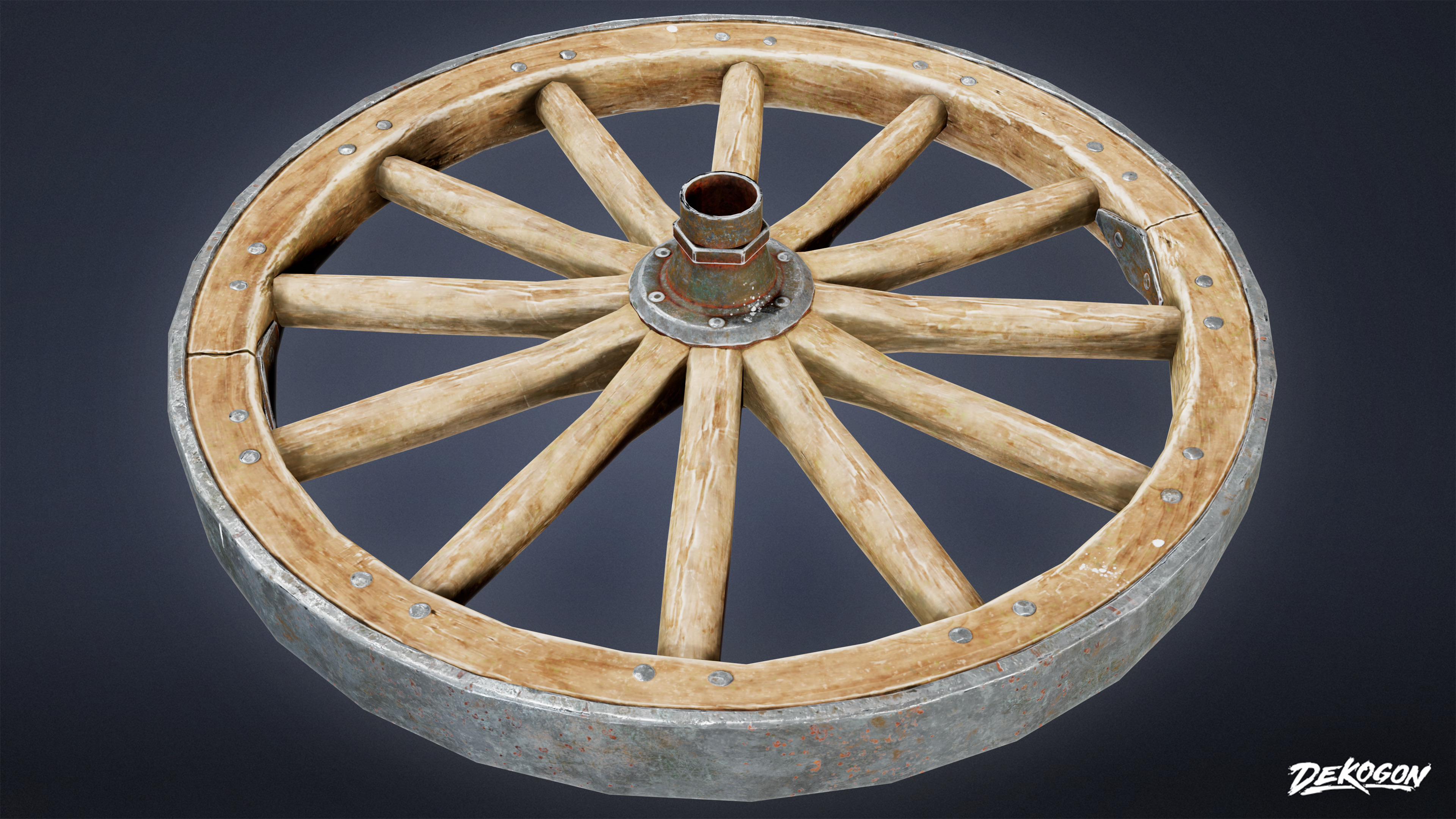 DIVE BAR - Wagon Wheel 01 - LOW POLY Low-poly 3D model_1