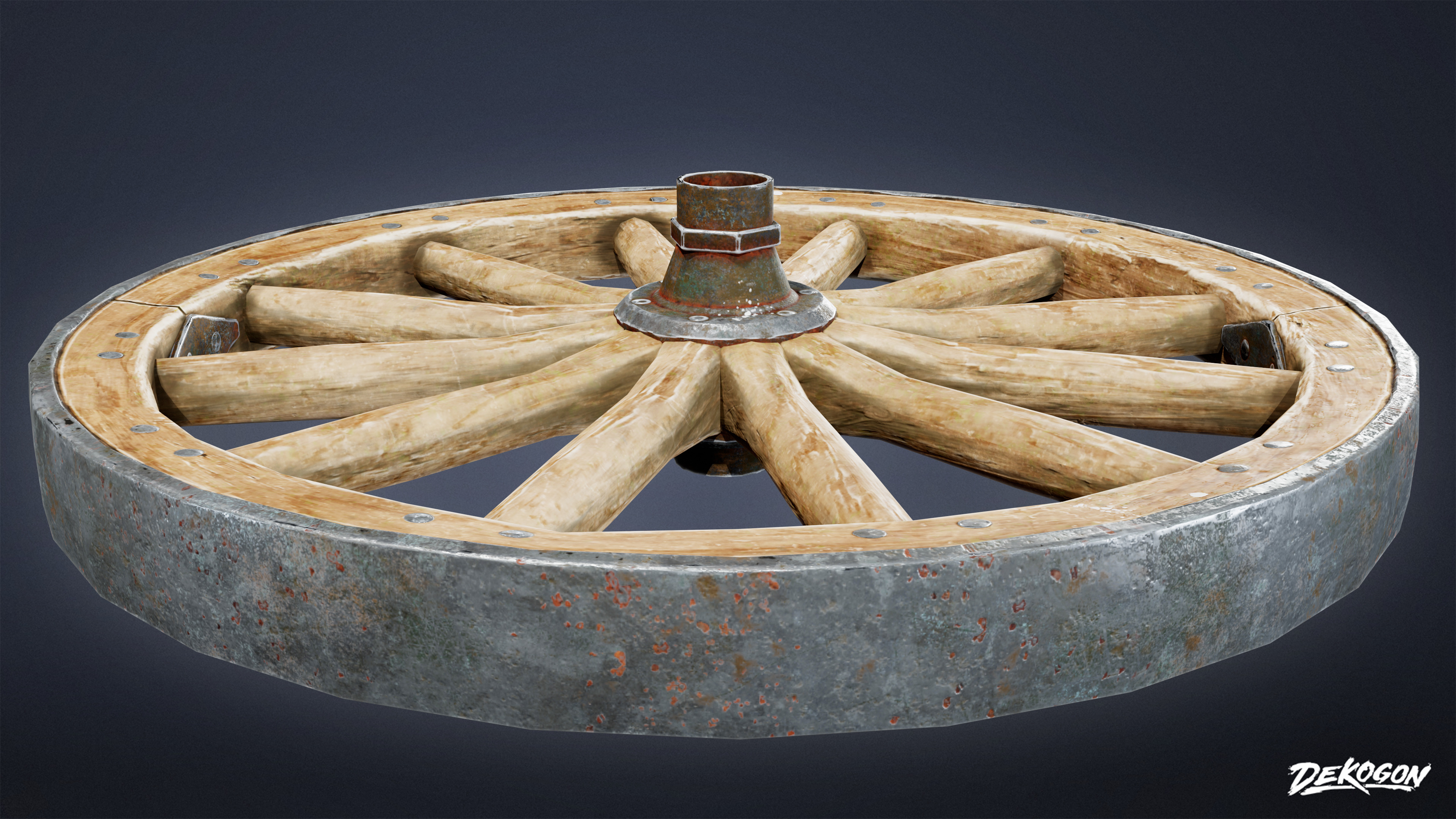 DIVE BAR - Wagon Wheel 01 - LOW POLY Low-poly 3D model_6