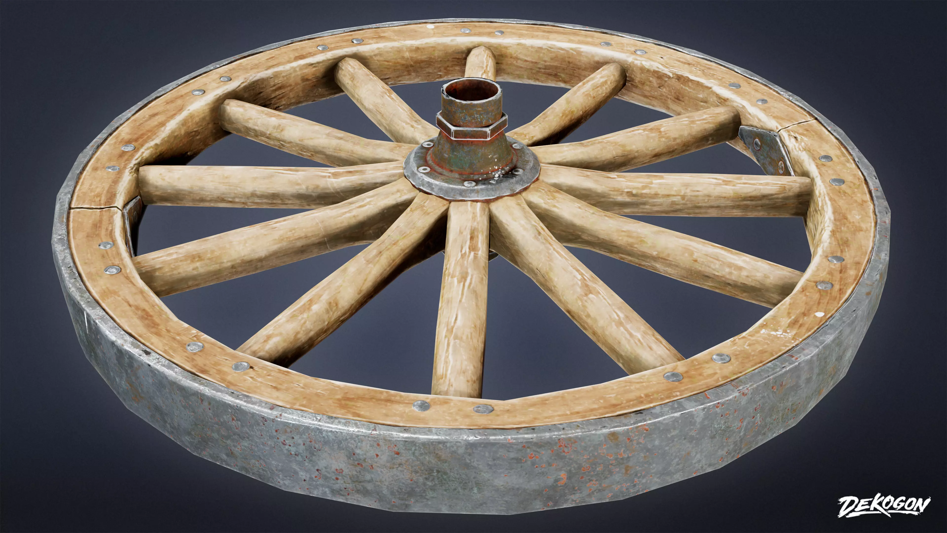 DIVE BAR - Wagon Wheel 01 - LOW POLY Low-poly 3D model_0