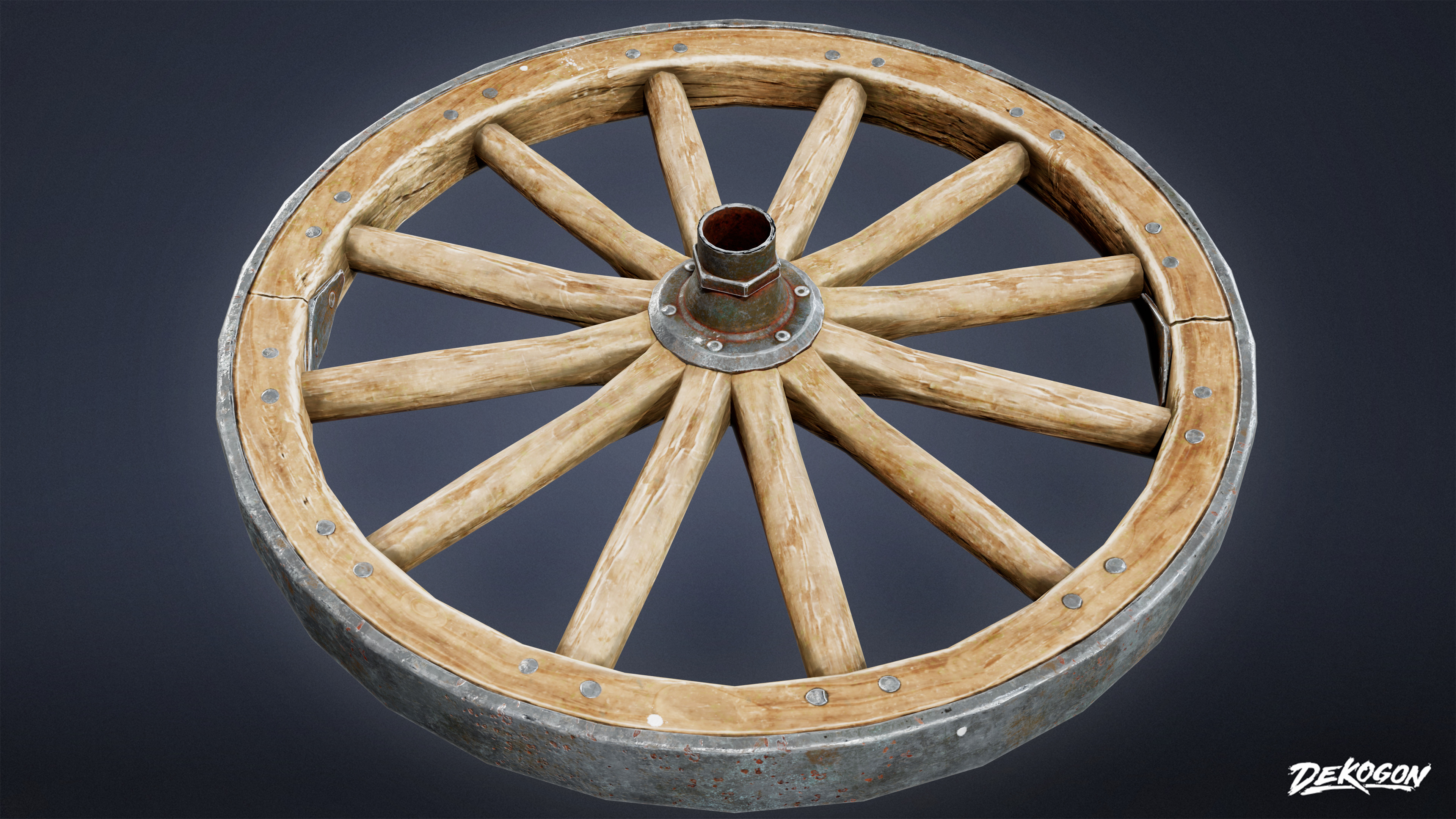 DIVE BAR - Wagon Wheel 01 - LOW POLY Low-poly 3D model_3