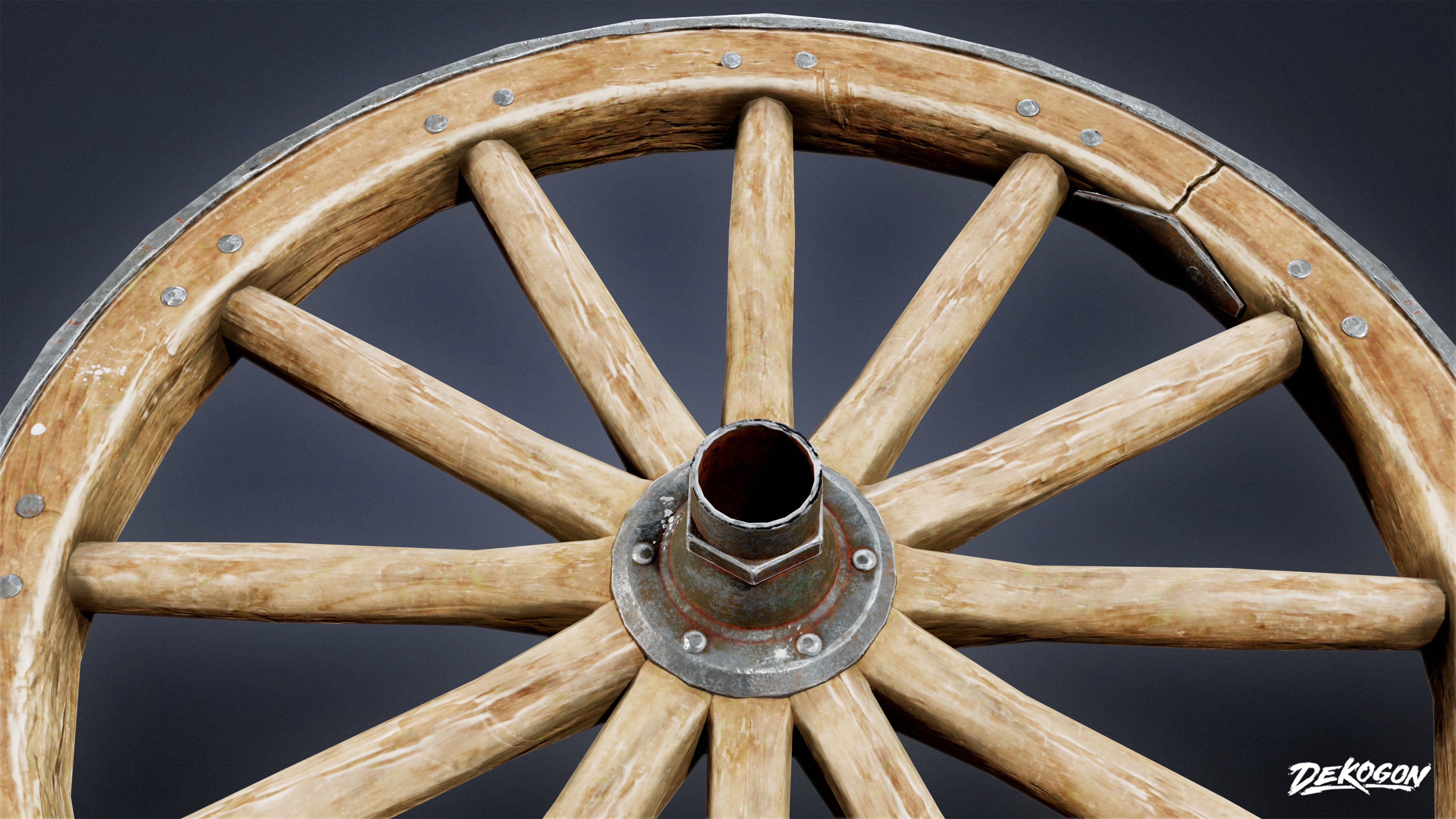 DIVE BAR - Wagon Wheel 01 - LOW POLY Low-poly 3D model_5