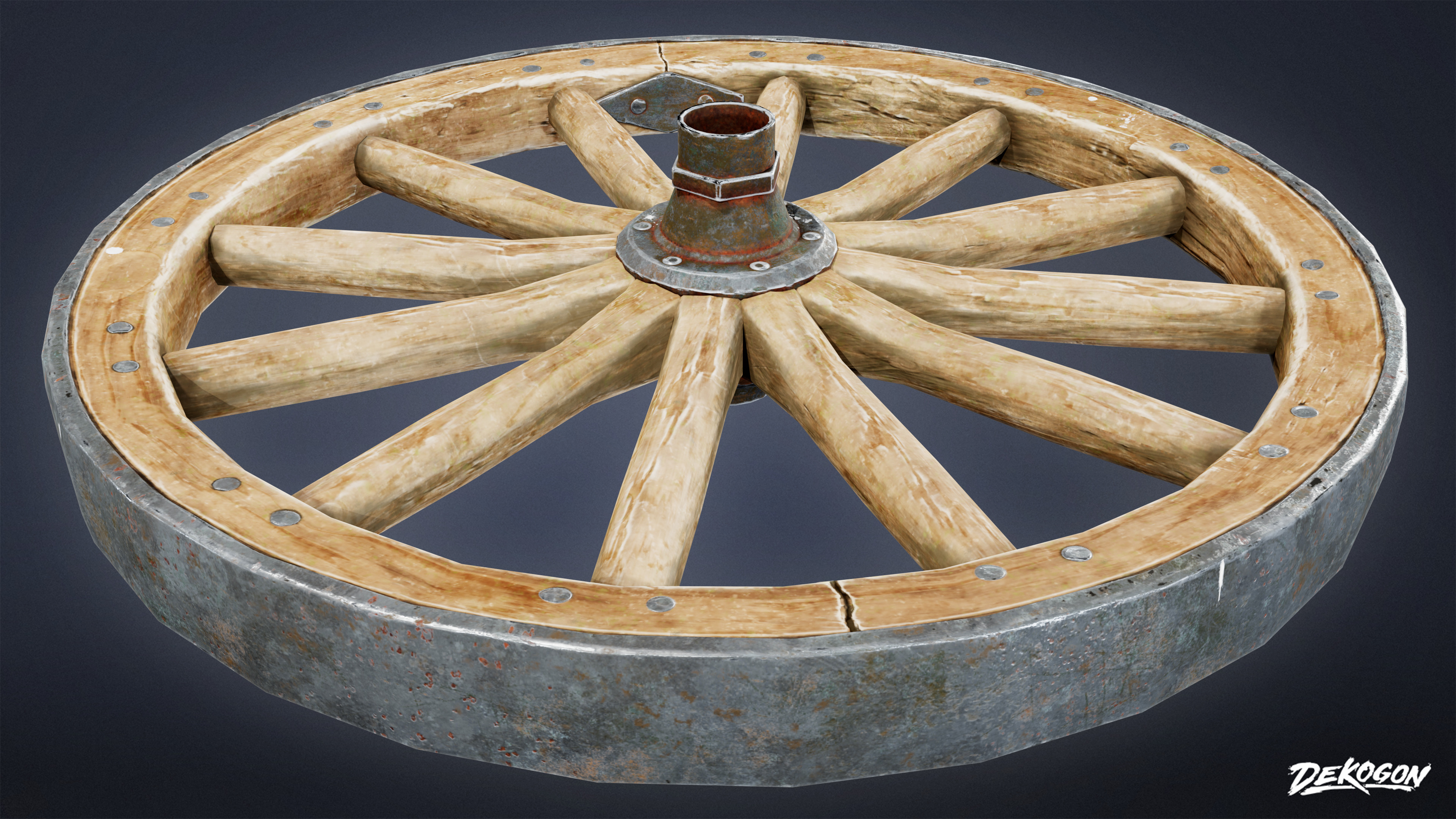 DIVE BAR - Wagon Wheel 01 - LOW POLY Low-poly 3D model_2