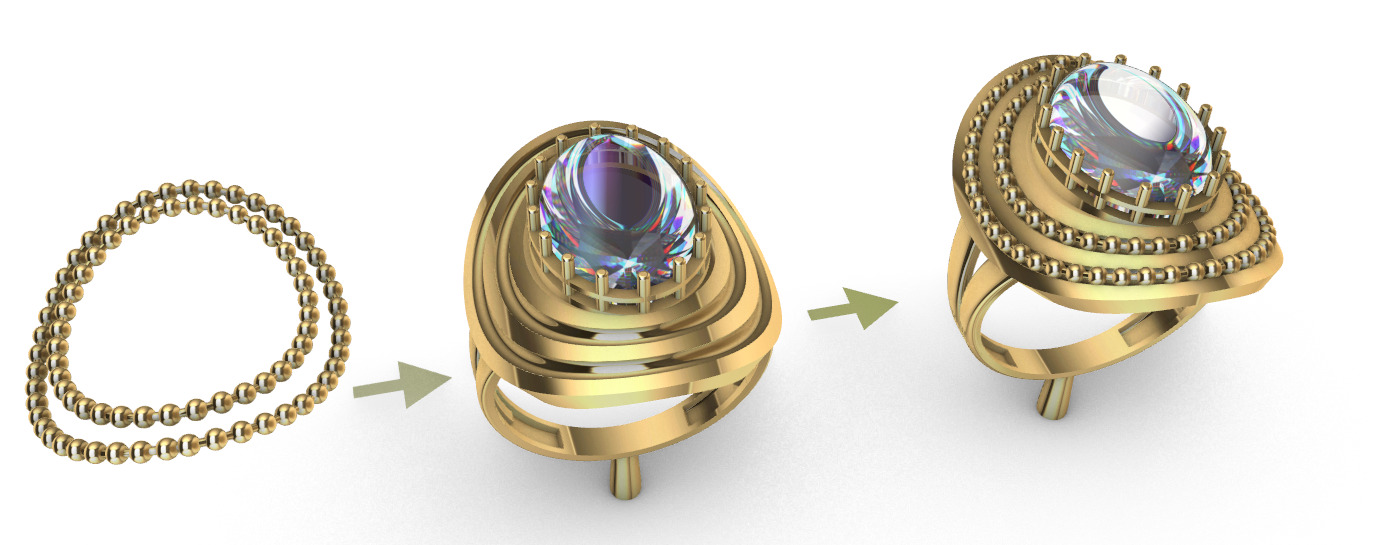 Modern rings with gems 3D Print Models 3D print model_15