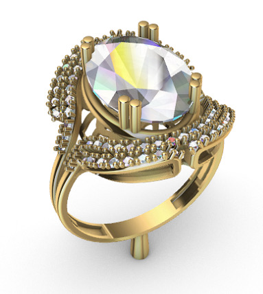 Modern rings with gems 3D Print Models 3D print model_14