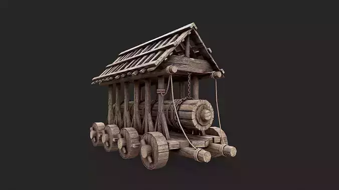 Medieval Siege Wooden Battering Ram 2 Low-poly 3D model