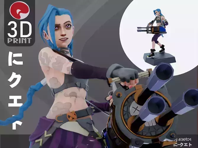 Jinx posing with minigun