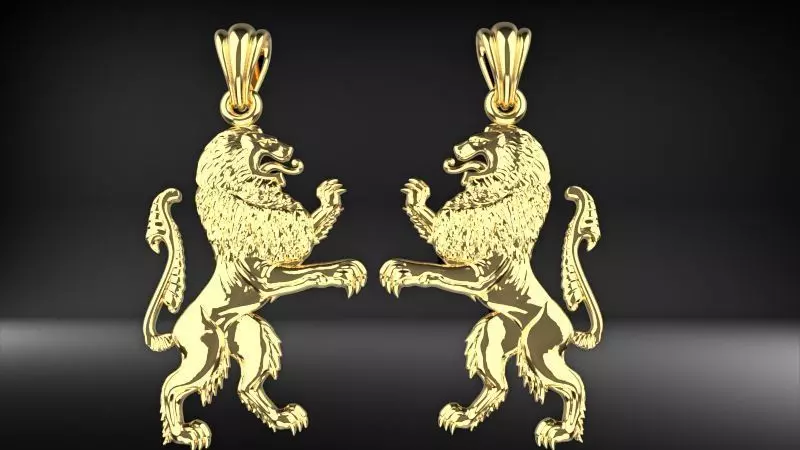 Heraldic Lion Pendant 3D print model