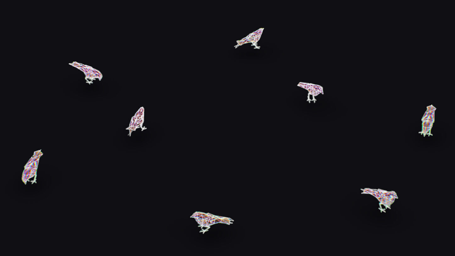 Realistic Sparrow Flock Animated Bird Swarm Shoal Birds Low-poly 3D model_15