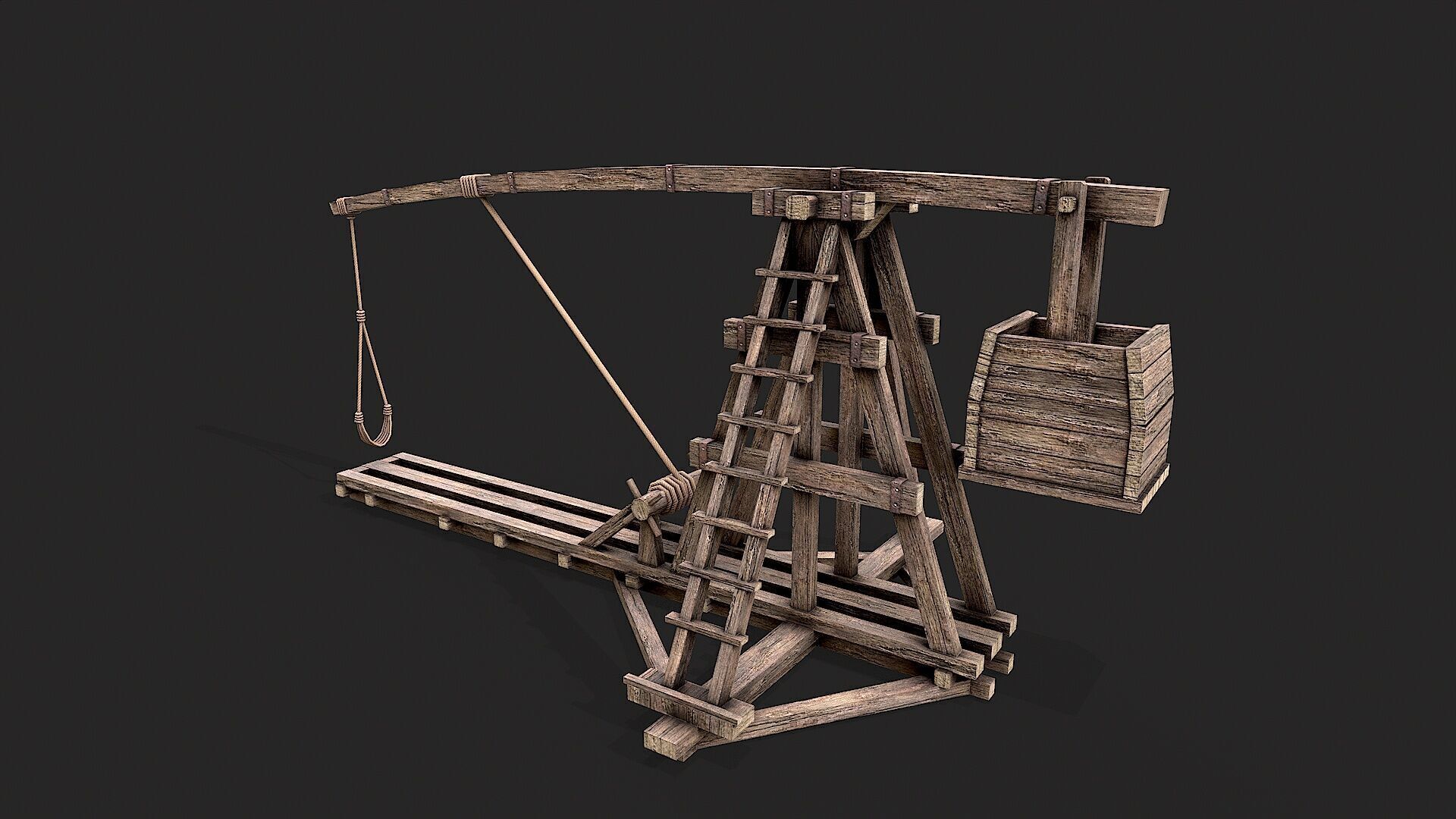 Medieval Siege Trebuchet 1 Low-poly 3D model_1