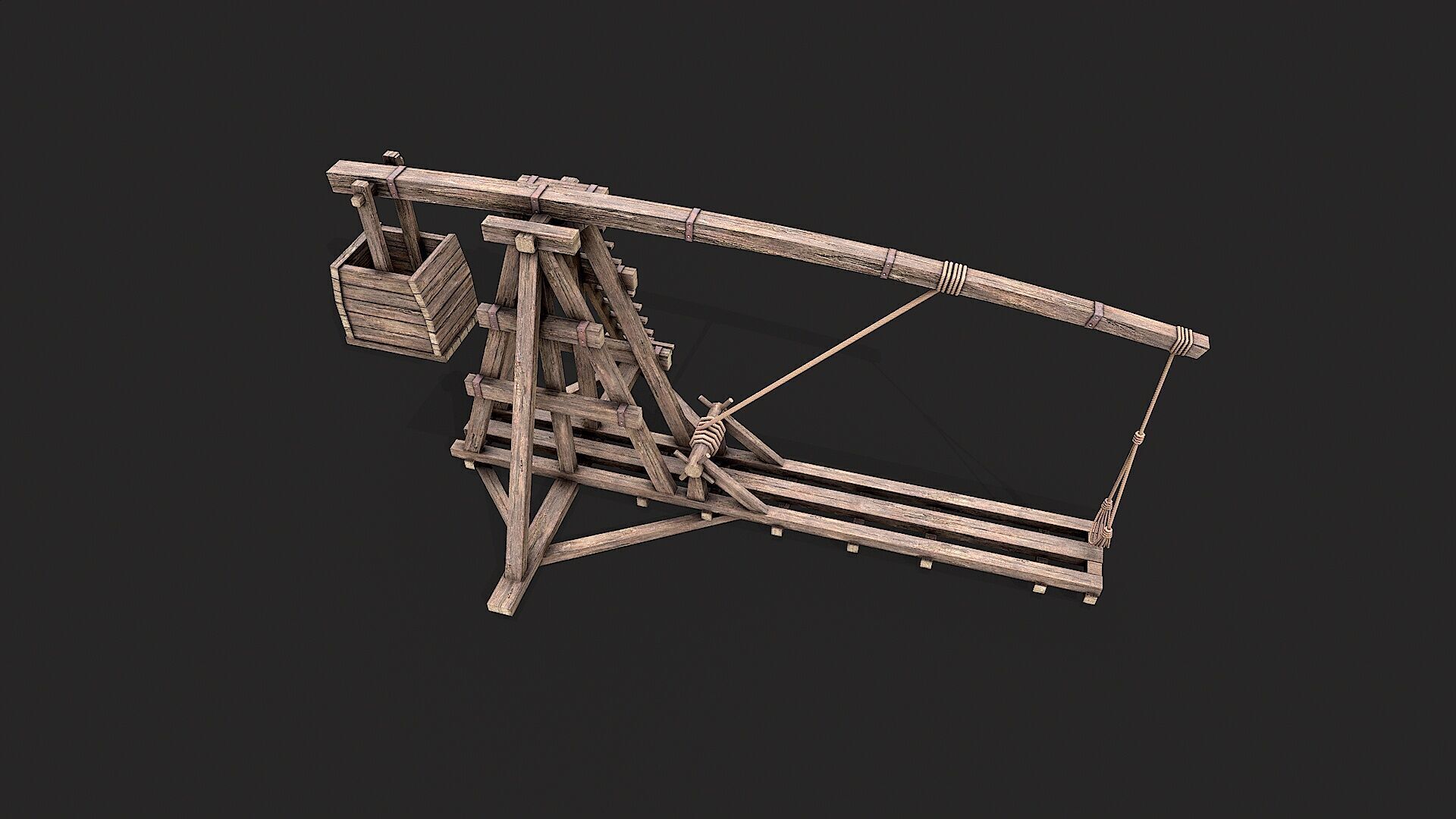 Medieval Siege Trebuchet 1 Low-poly 3D model_2