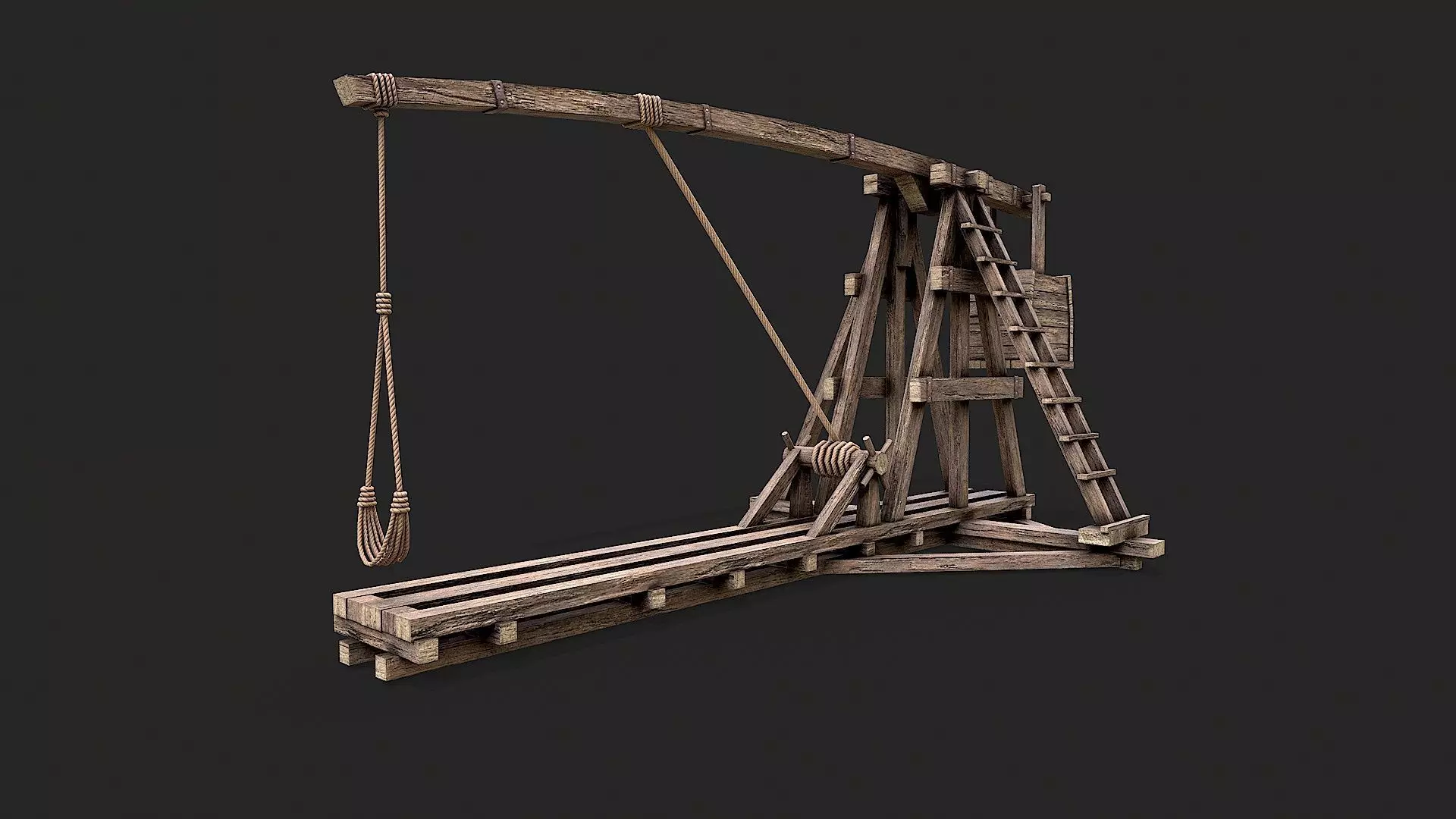 Medieval Siege Trebuchet 1 Low-poly 3D model_0