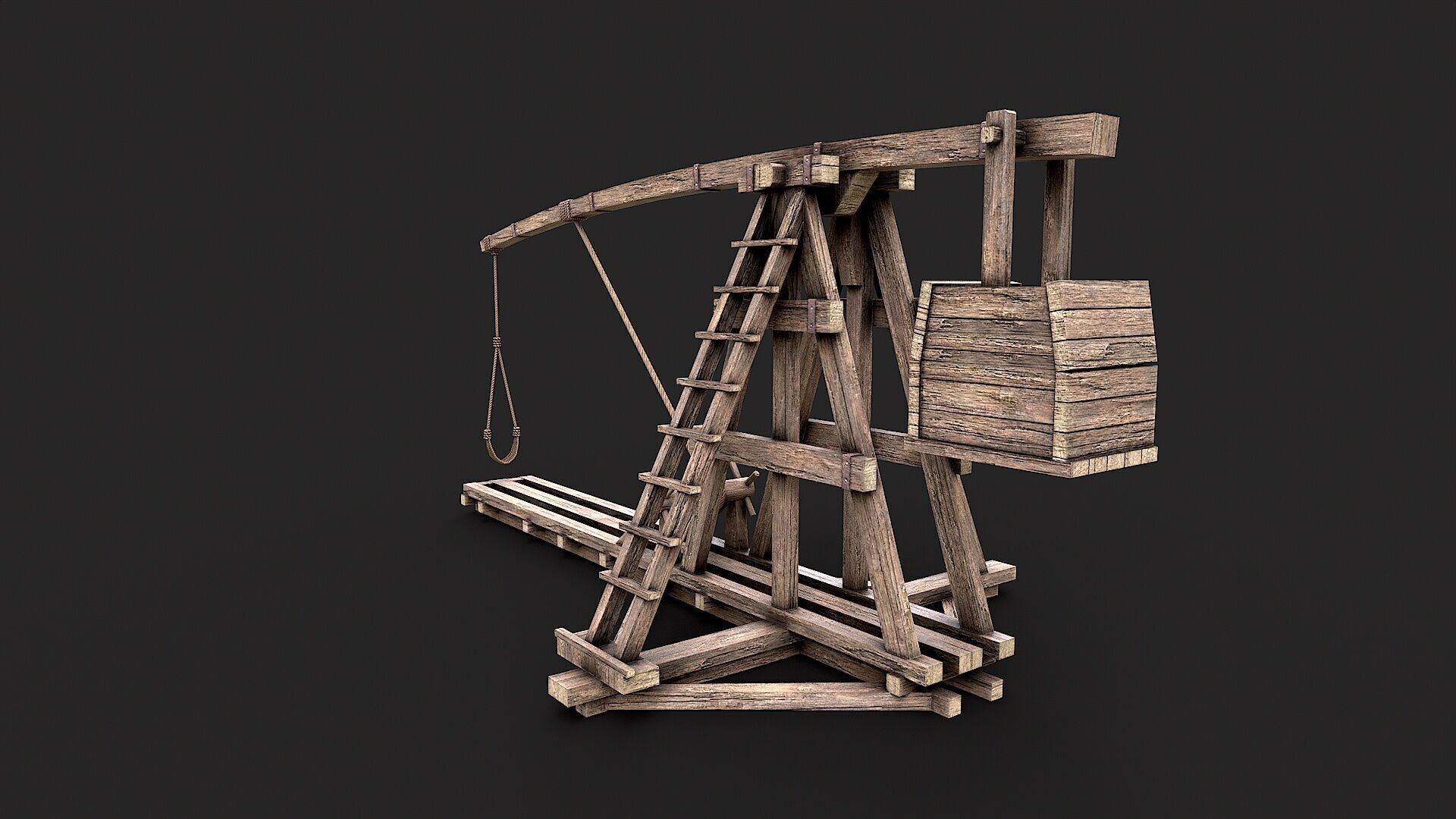 Medieval Siege Trebuchet 1 Low-poly 3D model_6