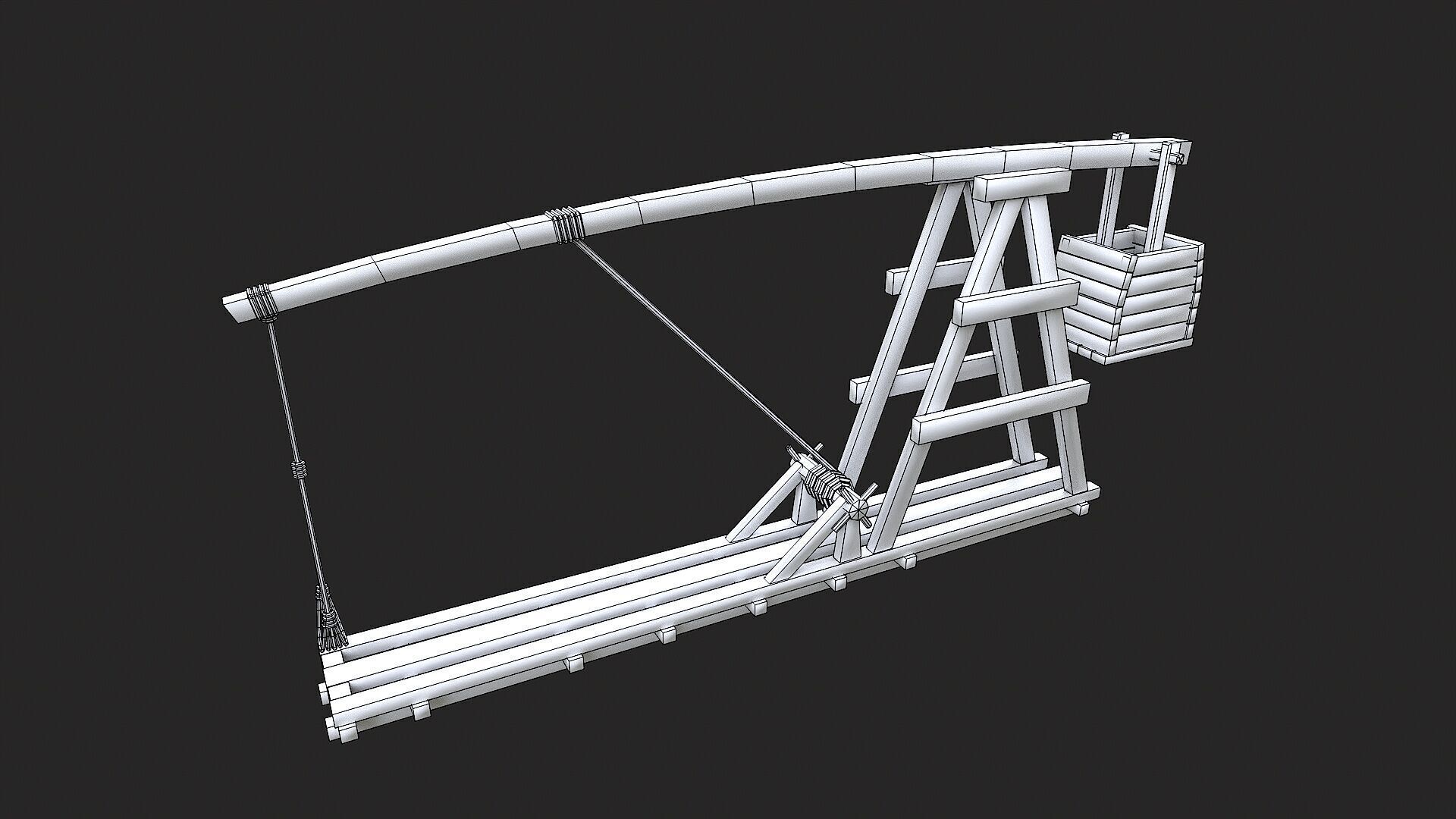 Medieval Siege Trebuchet 1 Low-poly 3D model_8