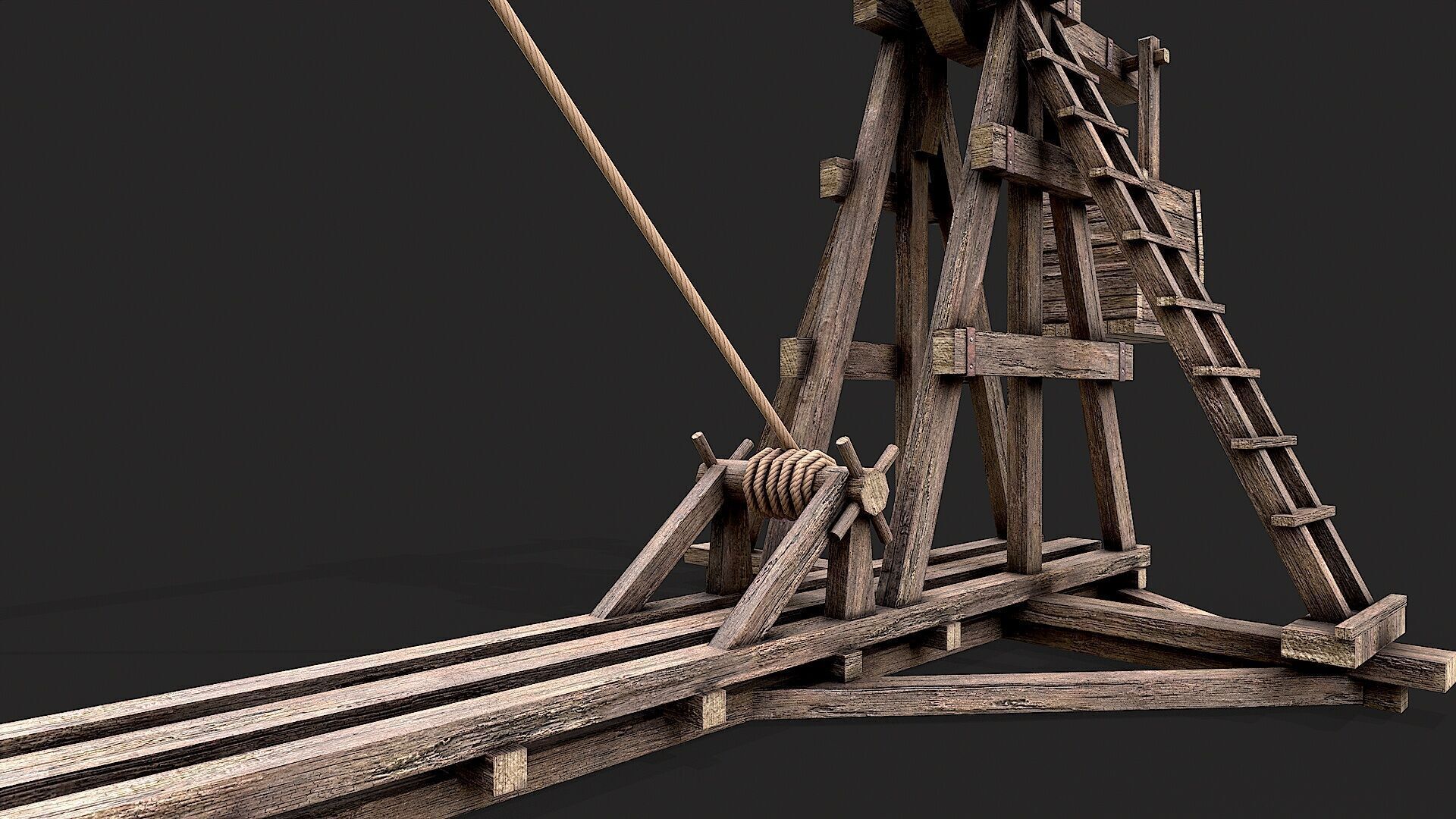 Medieval Siege Trebuchet 1 Low-poly 3D model_4