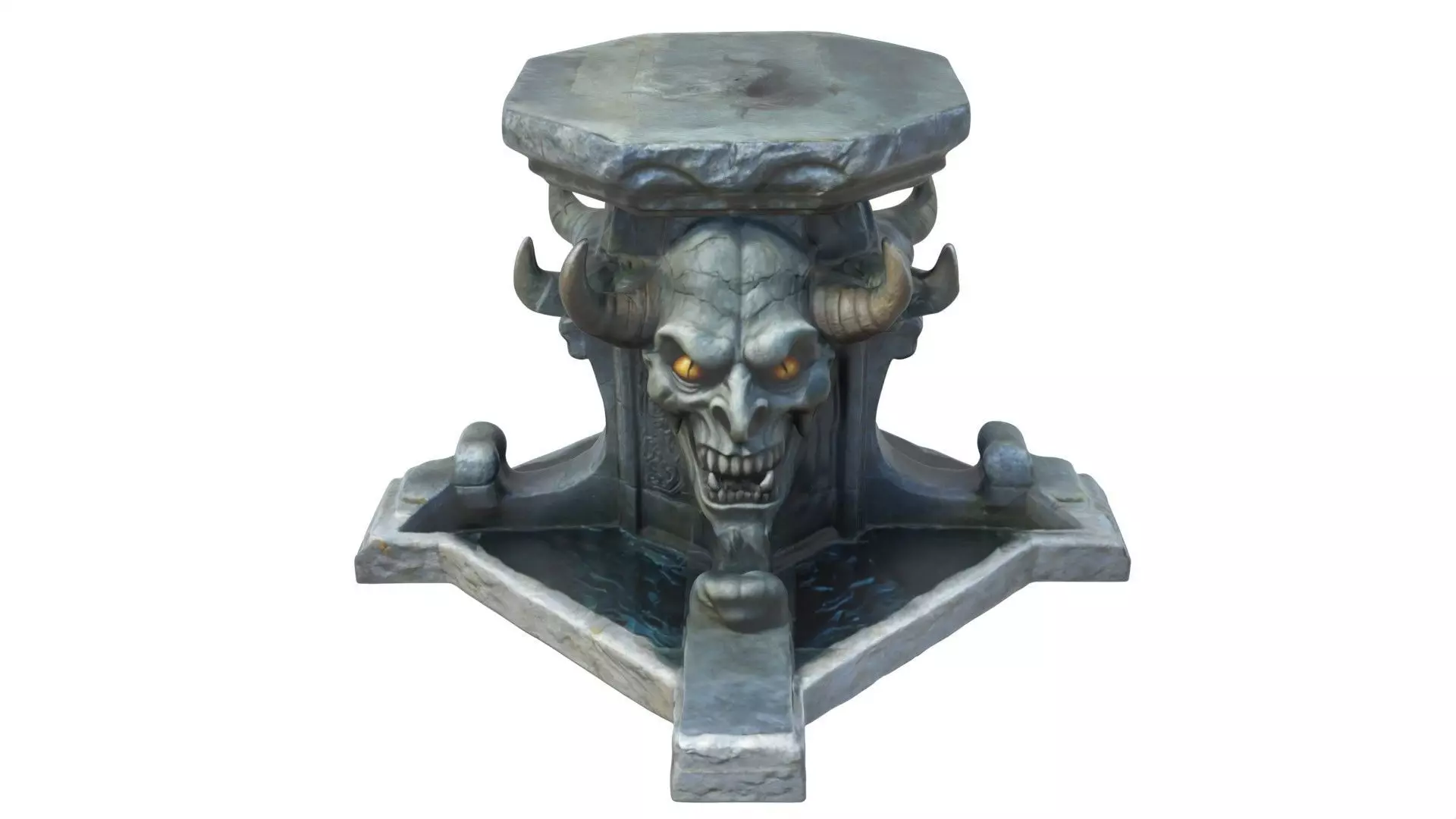 devils head fountain 02 Low-poly 3D model_0