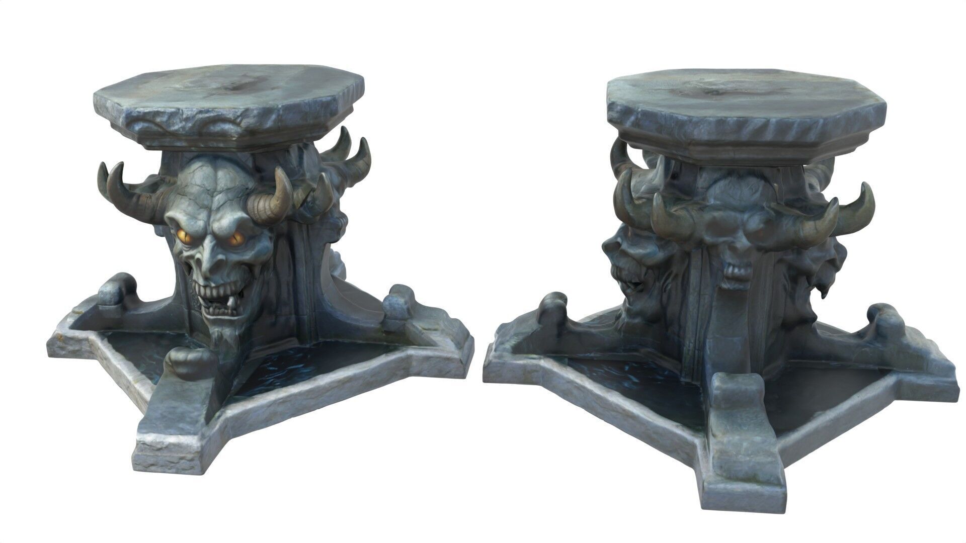 devils head fountain 02 Low-poly 3D model_3