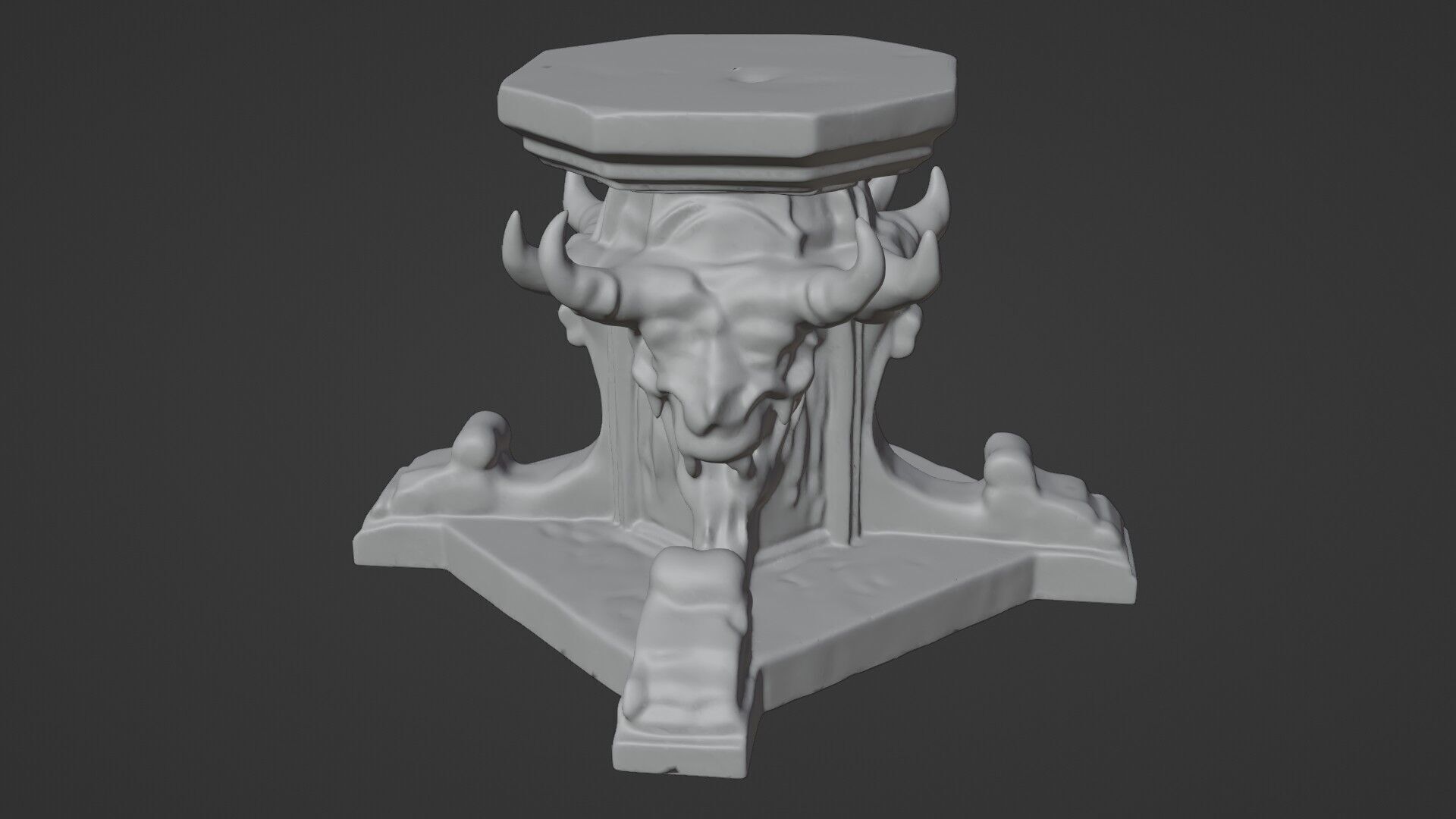 devils head fountain 02 Low-poly 3D model_4