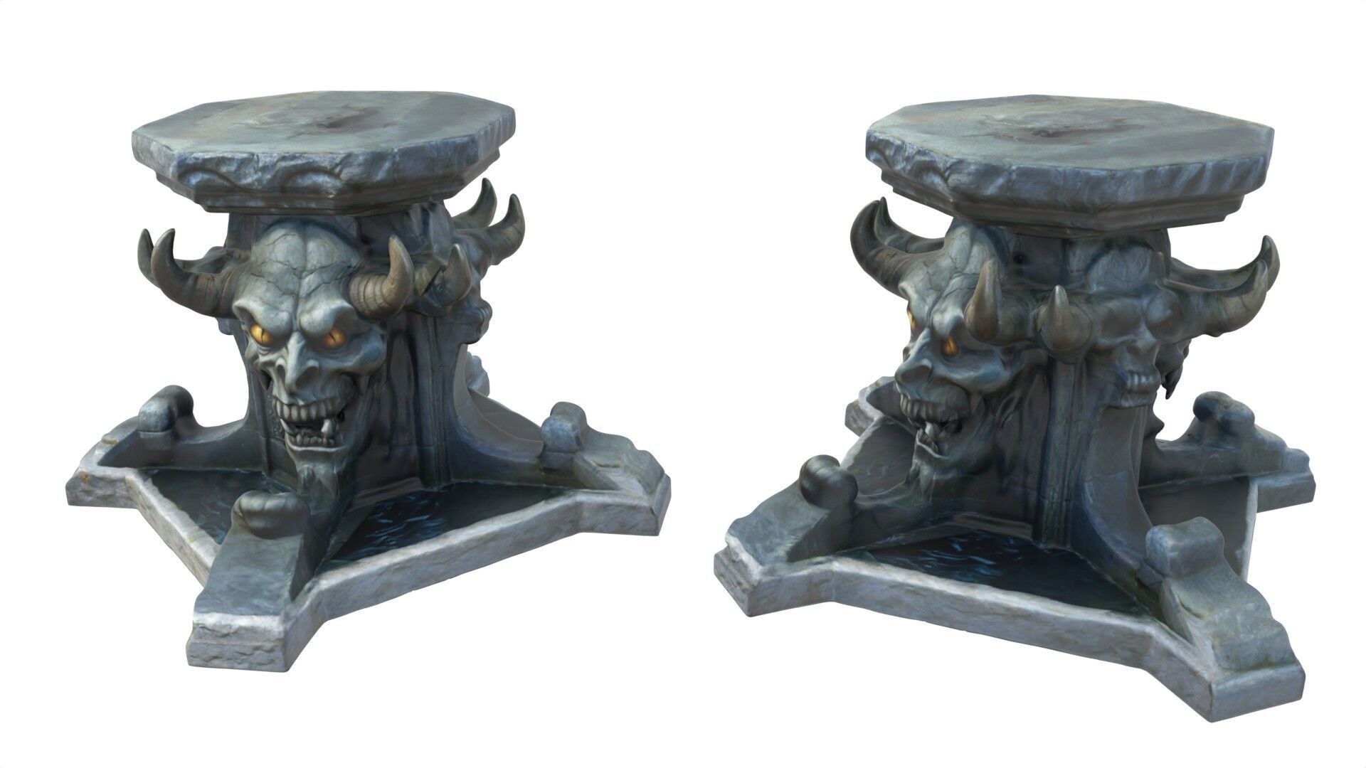 devils head fountain 02 Low-poly 3D model_2