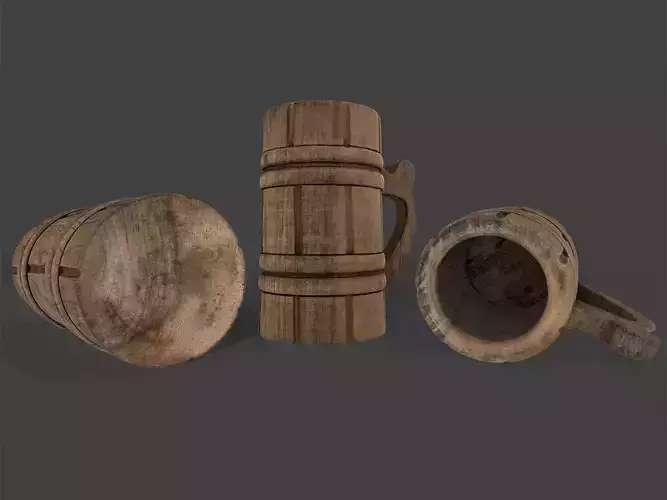 Old Wooden Cup Low-poly 3D model